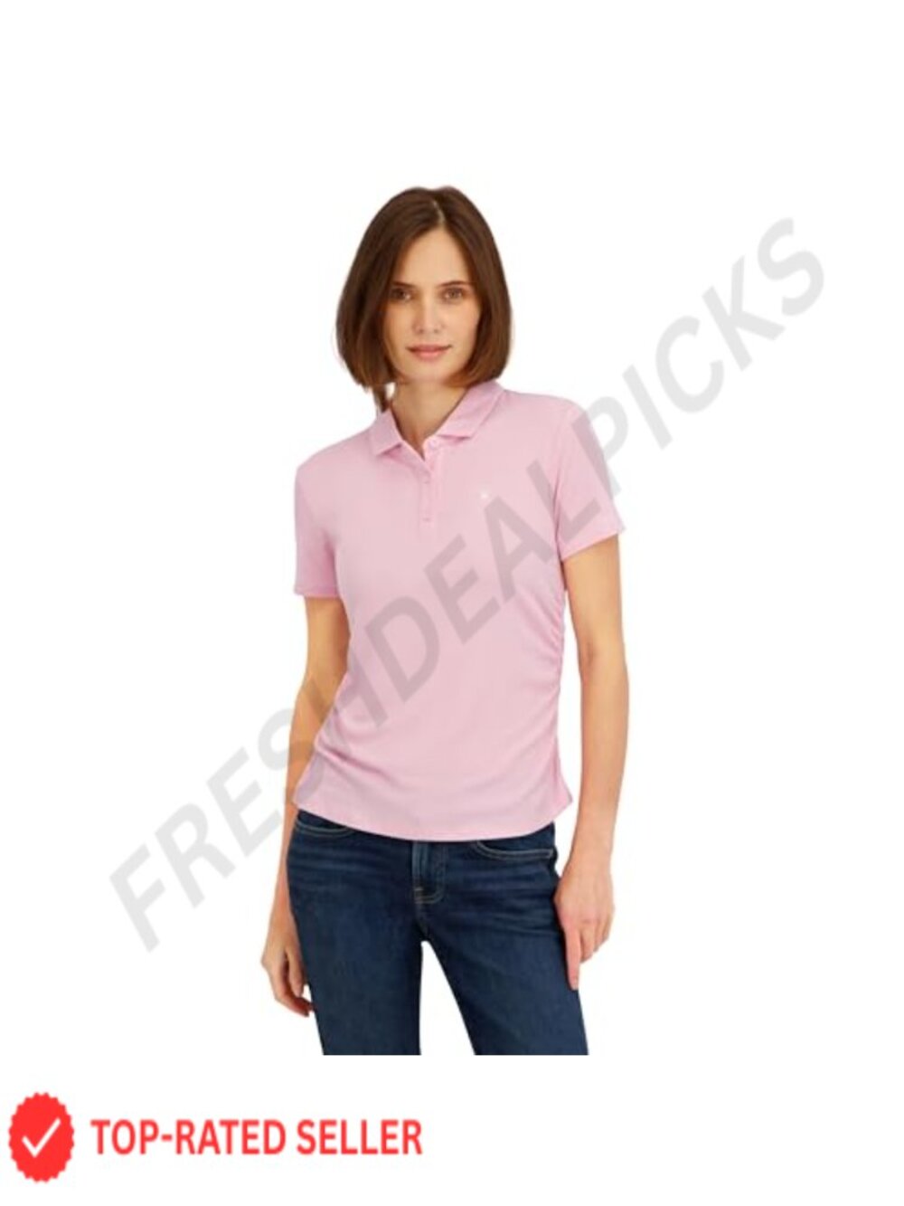 Ribbed Jersey Short Sleeve Polo Top Collared Button Performance